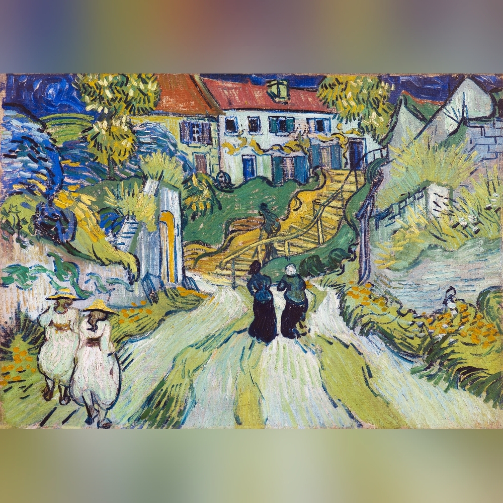 Vincent van Gogh's Stairway at Auvers (1890) famous landscape painting Art Print